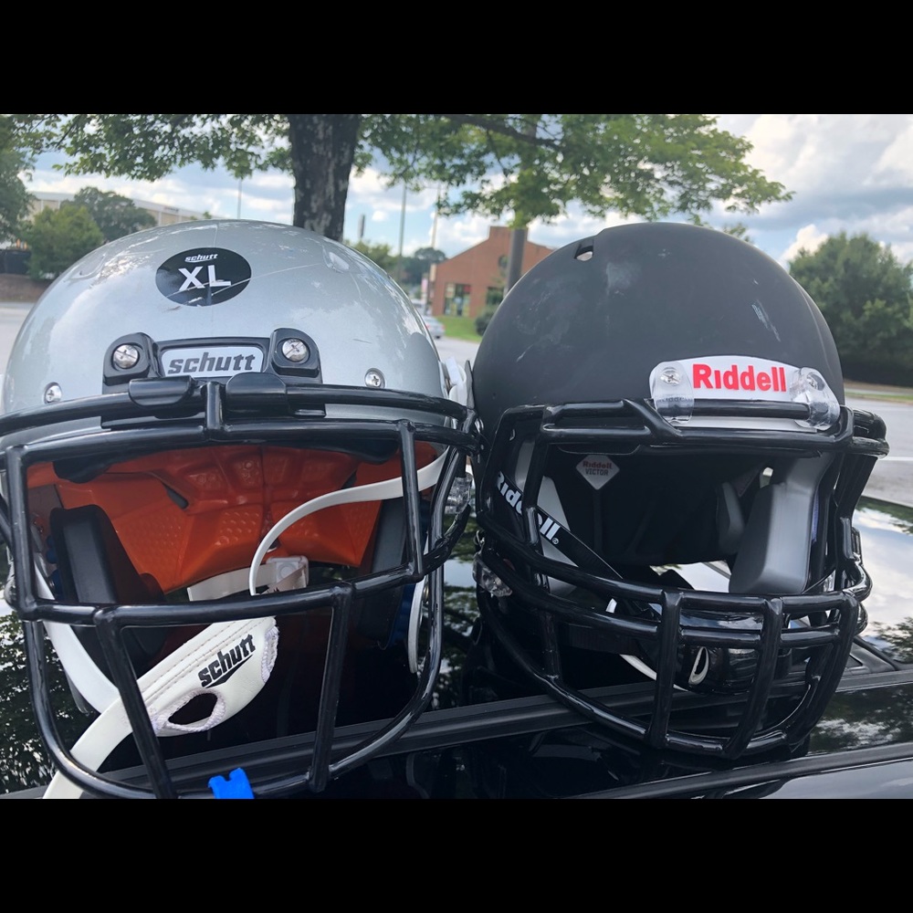 Barely used football helmets